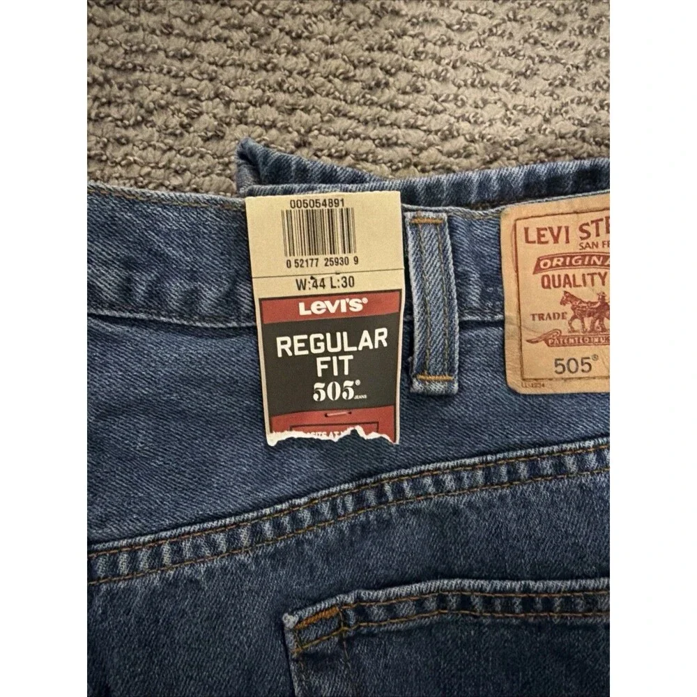 Levi's 505 Regular Fit Straight Leg Jeans Men's 44x30 New 2008 Blue Denim NWT